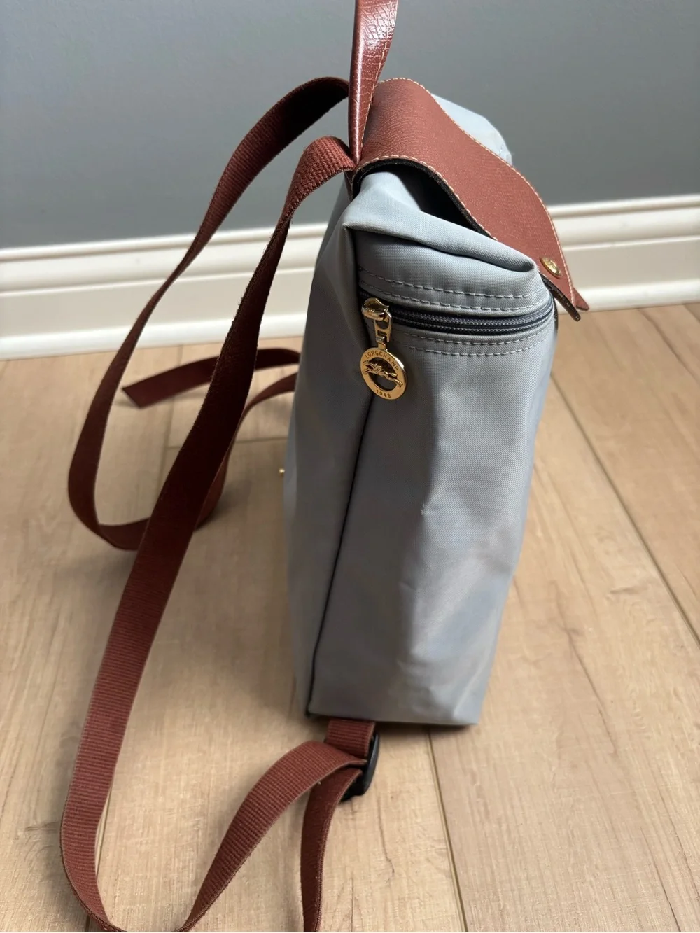 Longchamp Le Pliage Original Nylon Backpack In Grey